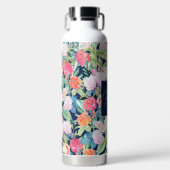 Romantisches Rosenrosen Vintages blaues Design Trinkflasche (Vorderseite)