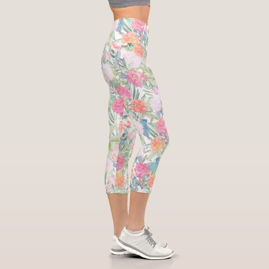 Romantisches Rosenrosen Vintages Design Capri Leggings (Rechts)