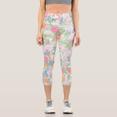 Romantisches Rosenrosen Vintages Design Capri Leggings (Vorderseite)