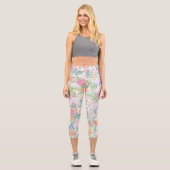 Romantisches Rosenrosen Vintages Design Capri Leggings (Vorderseite)