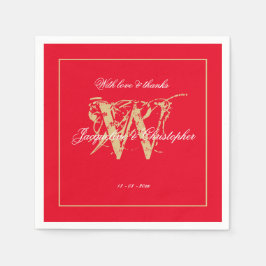 Romantisches Rot-Gold-Hochzeitspapier Serviette