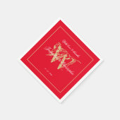 Romantisches Rot-Gold-Hochzeitspapier Serviette (Ecke)