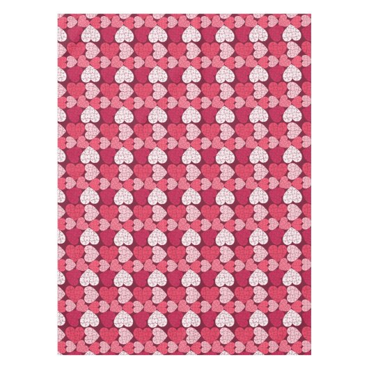 Romantisches Rot-Pink-Puzzle-Herzmuster Tischdecke (Vorderseite)