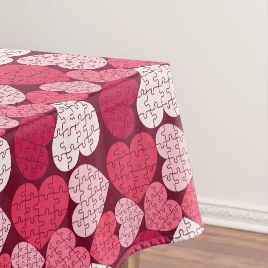 Romantisches Rot-Pink-Puzzle-Herzmuster Tischdecke (Beispiel)