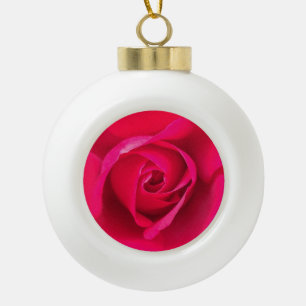 Romantisches Rot Pinke Rose v2 Keramik Kugel-Ornament