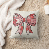 Romantisches Rot-Rosa-Patchwork-Band-Schleifen-Zei Kissen (Decke)