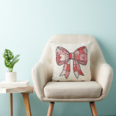 Romantisches Rot-Rosa-Patchwork-Band-Schleifen-Zei Kissen (Stuhl )