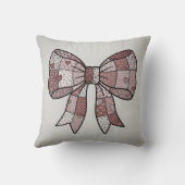Romantisches Rot-Rosa-Patchwork-Band-Schleifen-Zei Kissen (Rückseite)