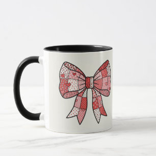 Romantisches Rot-Rosa-Patchwork-Band-Schleifen-Zei Tasse