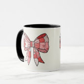 Romantisches Rot-Rosa-Patchwork-Band-Schleifen-Zei Tasse (Vorderseite Links)
