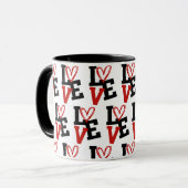 Romantisches Rot-Schwarz-Muster-Liebe-Design Tasse (Vorderseite Links)