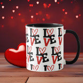 Romantisches Rot-Schwarz-Muster-Liebe-Design Tasse