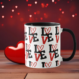 Romantisches Rot-Schwarz-Muster-Liebe-Design Tasse