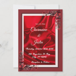 Romantisches Rot und Weiß Save the Date - Valentin Einladung