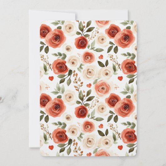 Romantisches Rote Creme Brautparty Einladung (Rückseite)