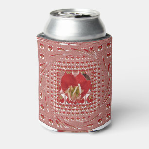 Romantisches rotes Blumenherzdesign für 4 besonder Dosenkühler