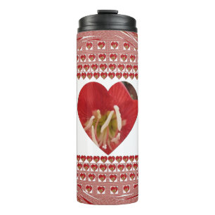 Romantisches rotes Blumenherzdesign für 4 besonder Thermosbecher