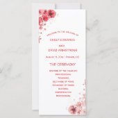 Romantisches rotes Blumenhochzeitsprogramm (Vorderseite)
