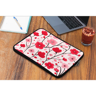 Romantisches rotes Blumenmuster Laptopschutzhülle