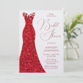 Romantisches Rotes Brautparty Einladung (Stehend Vorderseite)