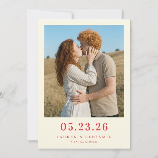 Romantisches rotes Erdfoto Save The Date (Vorderseite)