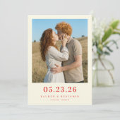 Romantisches rotes Erdfoto Save The Date (Stehend Vorderseite)
