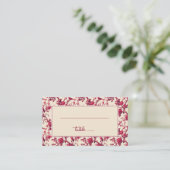 Romantisches rotes florales Vintage-Vögel-Design Platzkarte (Stehend Vorderseite)
