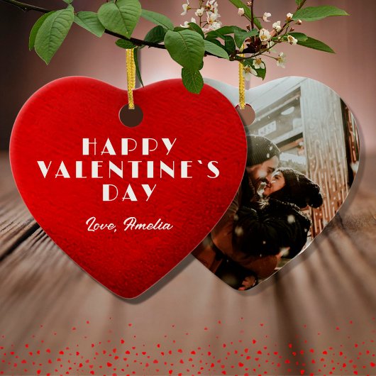 Romantisches Rotes Herz Foto Valentinstag Keramik Ornament