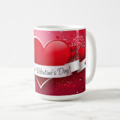 Romantisches rotes Herz "Glücklicher Valentinstag" Kaffeetasse (VorderseiteRechts)
