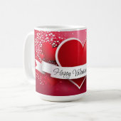 Romantisches rotes Herz "Glücklicher Valentinstag" Kaffeetasse (Vorderseite Links)
