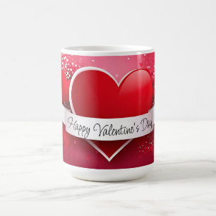 Romantisches rotes Herz "Glücklicher Valentinstag" Kaffeetasse