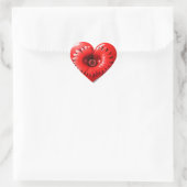 Romantisches rotes Herz mit Blumenzentrum Herz-Aufkleber (Tasche)