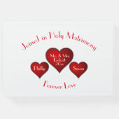 Romantisches Rotes Herz mit Name und Hochzeitdatum Gästebuch (Rückseite)