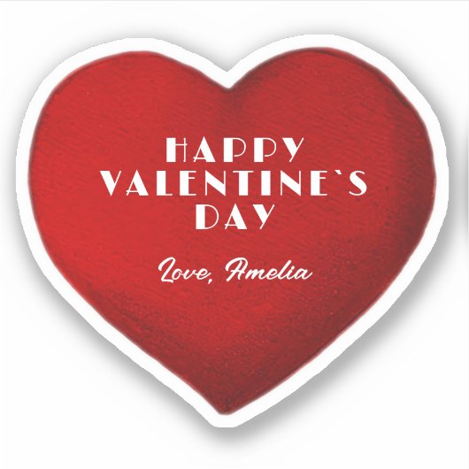 Romantisches Rotes Herz mit Name Valentinstag Aufkleber (Vorderseite)