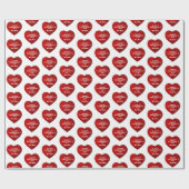 Romantisches Rotes Herz mit Name Valentinstag Geschenkpapier (Flach)