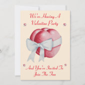 Romantisches rotes Herz mit weißem Bogen-Valentin- Einladung (Vorderseite)