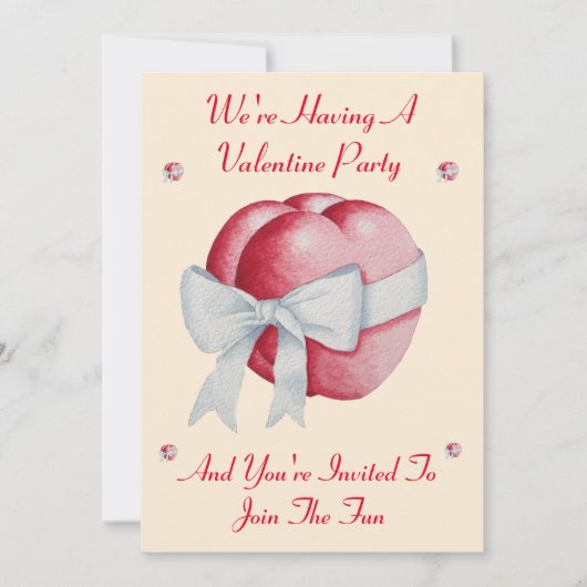 Romantisches rotes Herz mit weißem Bogen-Valentin- Einladung (Vorderseite)