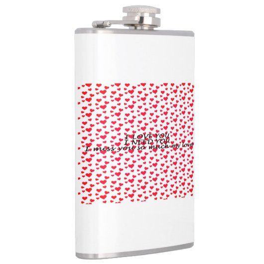 Romantisches rotes Herz-Muster Flachmann (Rechts)