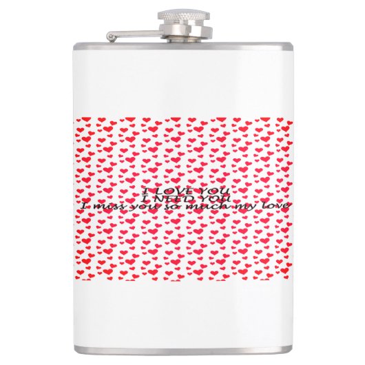 Romantisches rotes Herz-Muster Flachmann (Vorderseite)