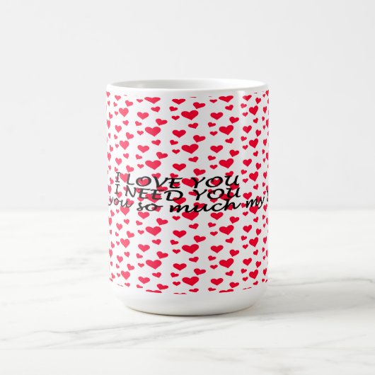 Romantisches rotes Herz-Muster Kaffeetasse (Mittel)