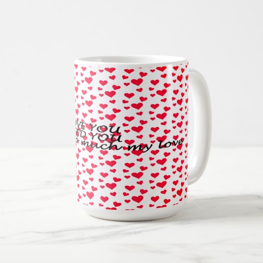 Romantisches rotes Herz-Muster Kaffeetasse (VorderseiteRechts)