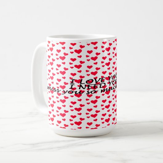 Romantisches rotes Herz-Muster Kaffeetasse (Vorderseite Links)