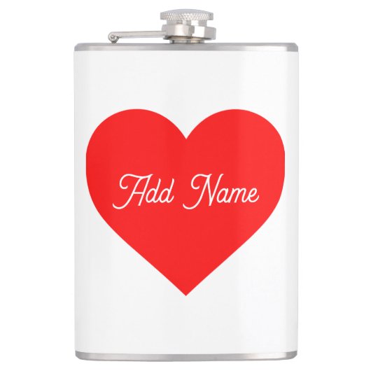 Romantisches Rotes Herz Personalisiert Flachmann (Vorderseite)