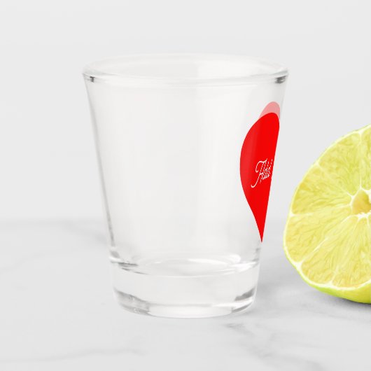 Romantisches Rotes Herz Personalisiert Schnapsglas (Links)