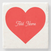 Romantisches Rotes Herz Personalisiert Steinuntersetzer (Vorderseite)