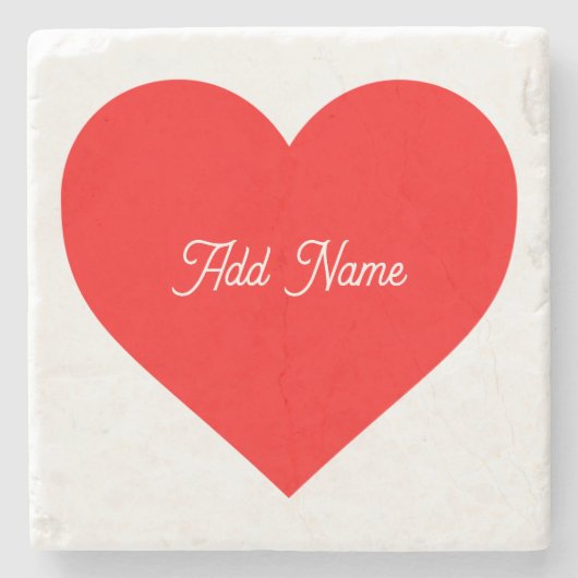 Romantisches Rotes Herz Personalisiert Steinuntersetzer (Vorderseite)