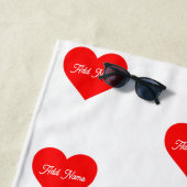 Romantisches Rotes Herz Personalisiert Strandtuch (Beispiel)