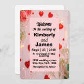 Romantisches Rotes Herz & Rose Einladung zur Hochz (Vorne/Hinten)