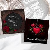 Romantisches Rotes Herz und Rose Shaadi Mubarak Ca