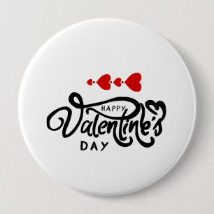 Romantisches Rotes Herz Valentinstag Design Button
